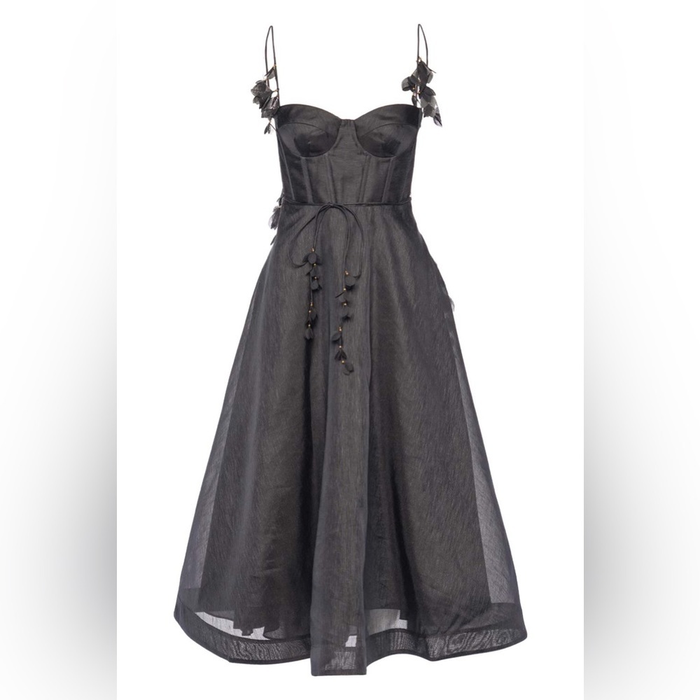 ZIMMERMANN NATURA BLACK CORSET MIDI DRESS - Picture 7 of 17